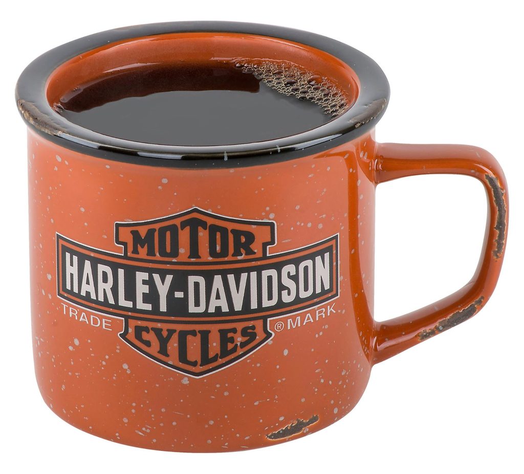 A Harley Davidson coffee mug