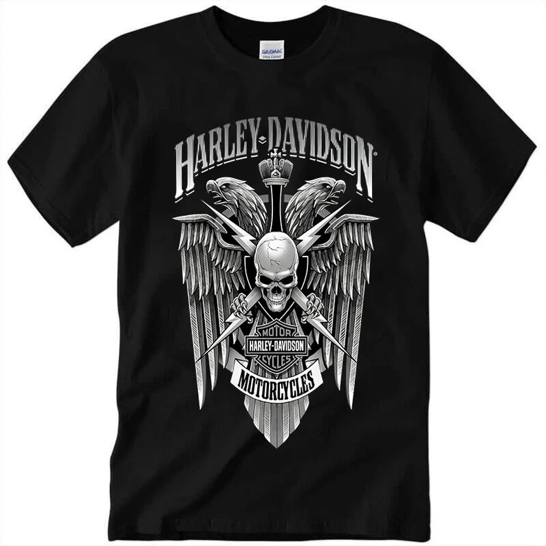 Classic Skull Harley Davidson Eagle Outlet Motorcycles T Shirt