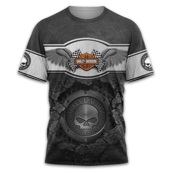 Harley Davidson Eagle Motorcycles Willie G SKull Lava Texture 3D Tshirt