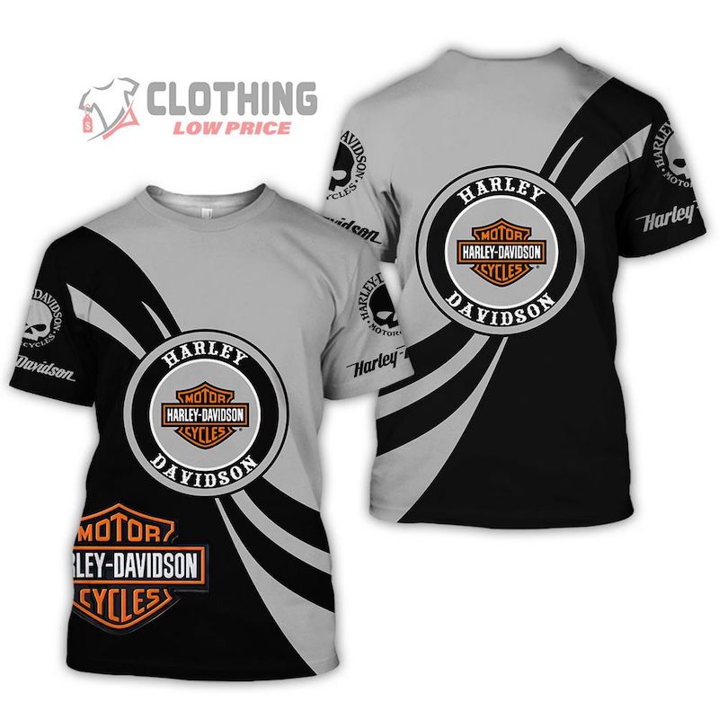 Harley Davidson Motorcycles Black Grey 3D T shirt