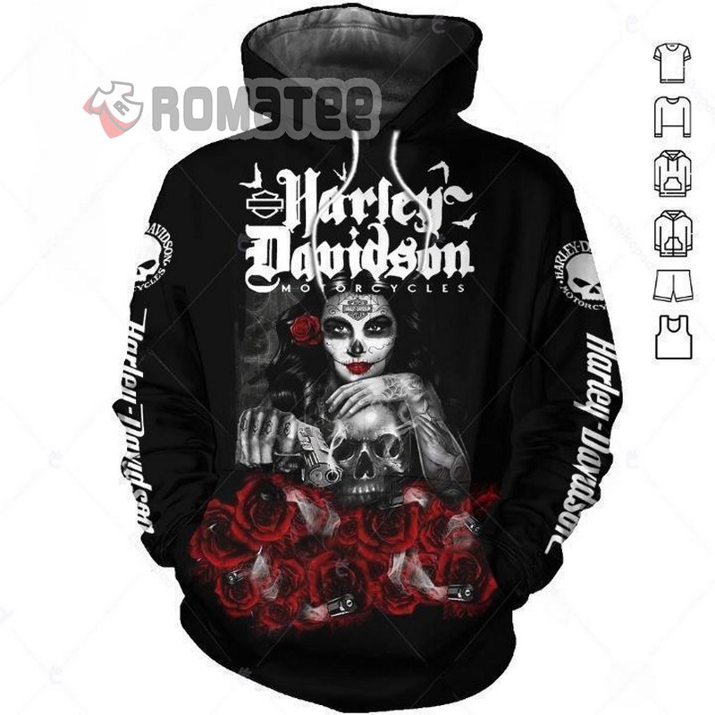 Harley Davidson Willie G Rose Skull Girl 3D Hoodie