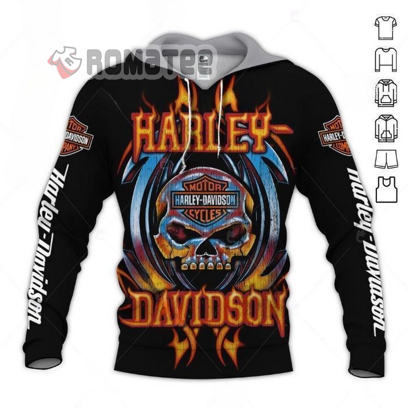 Harley Davidson Willie G Skull Flaming 3D Hoodie