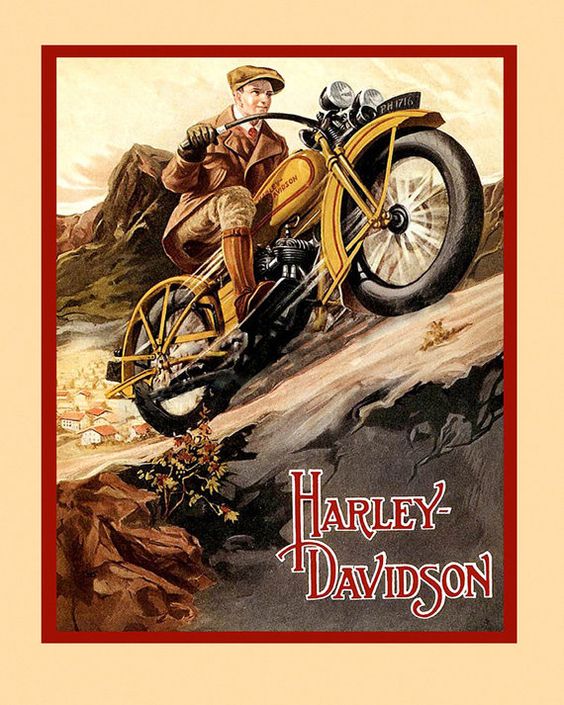 Motorcycle Harley Davidson Cycles Fine Vintage Poster Repro Etsy