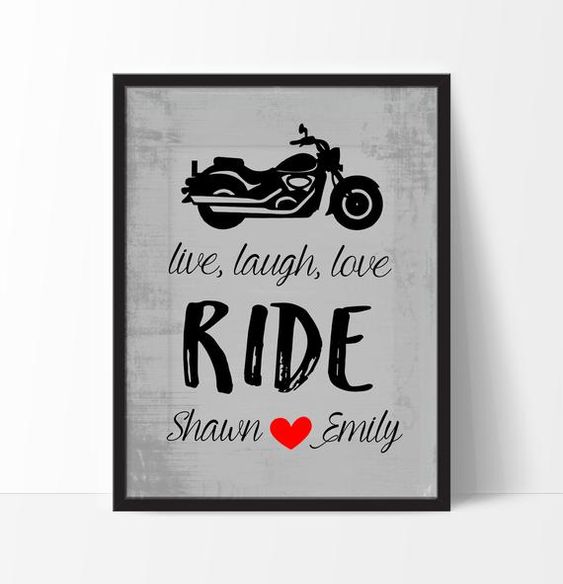 Personalized Harley Art Print Gift for bride and groom