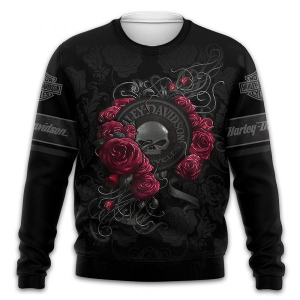 Willie G Davidson Skull And Rose 3D Sweater All Over Printed