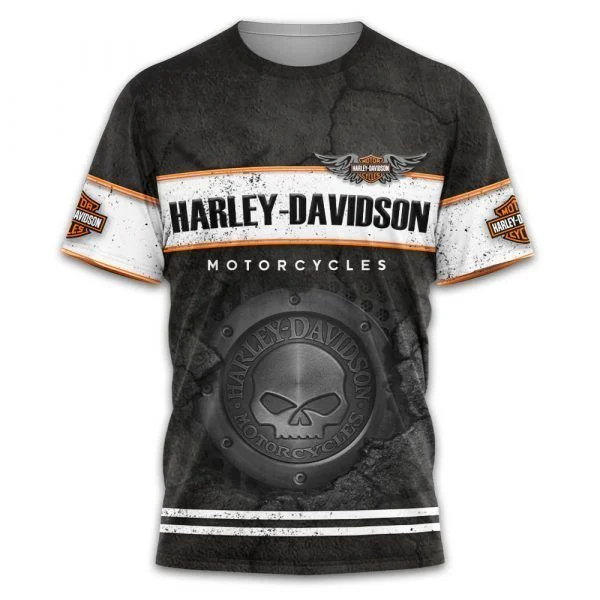 Willie G Skull Lava Texture Harley Davidson Motorcycles T Shirt