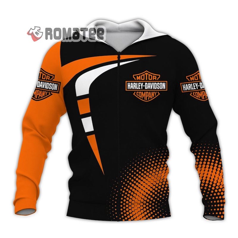 Cool Harley Davidson Motorcycles Logos Orange Black 3D Hoodie