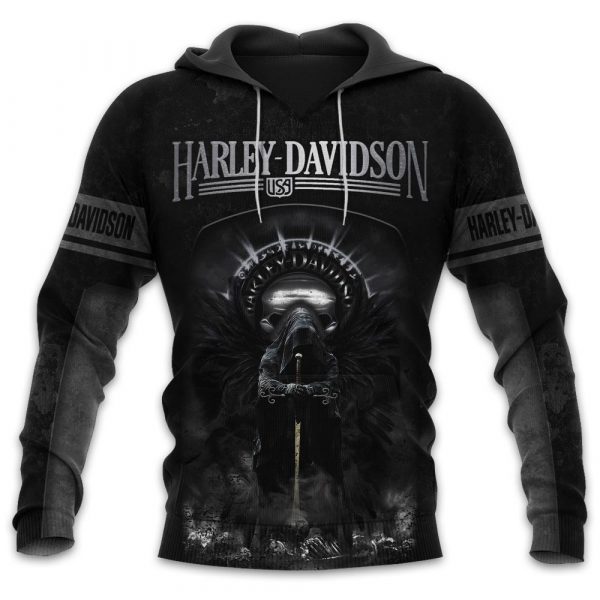 Grim Reaper Black Harley Davidson Motorcycles 3D Hoodie