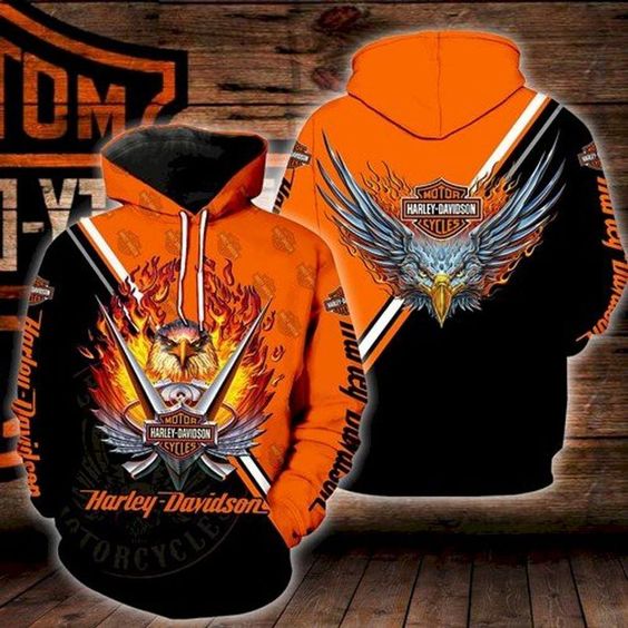 Harley Davidson Fire Eagle 3D Hoodie the cuper