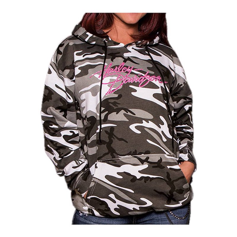 Harley Davidson Womens Embellished Incognito Pullover Hoodie Urban Camo Walmart