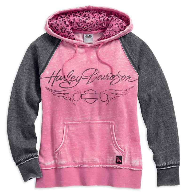 Harley Davidson Womens Pink Label Leopard Accent Hoodie Wisconsin