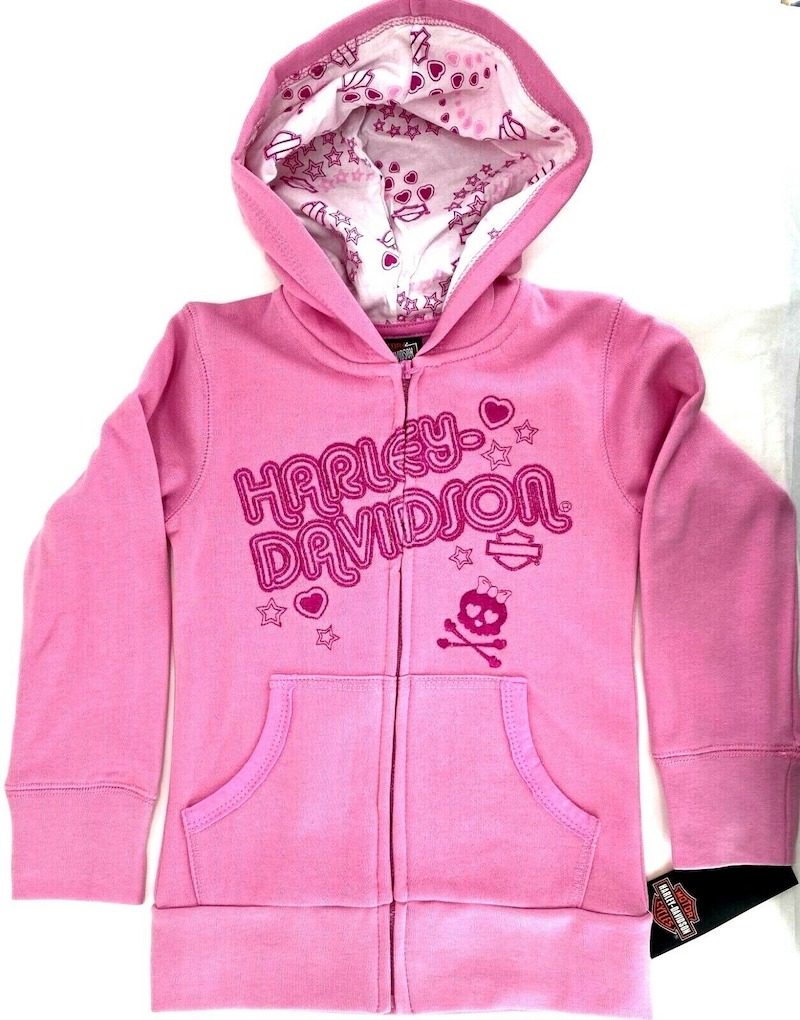 Harley Davidson Youth Girls Pink Hearts Stars Hoodie Ebay