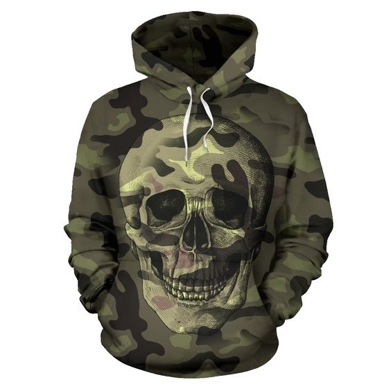 Mens HoodieCamo Skull All Over Print Hoodie Fashion Finds