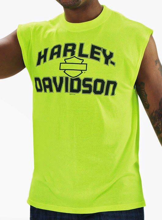 Mens Neon Harley Davidson Bar and Shield tank top adventureharleydavidson