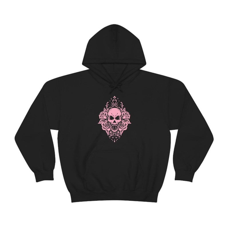 Pink Harley Davidson Skull Graphic Hoodie Etsy