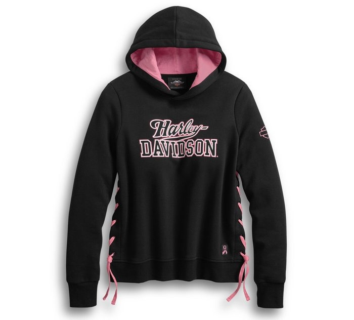 Womens Pink Label Side Laced Pullover Hoodie Harley Davidson