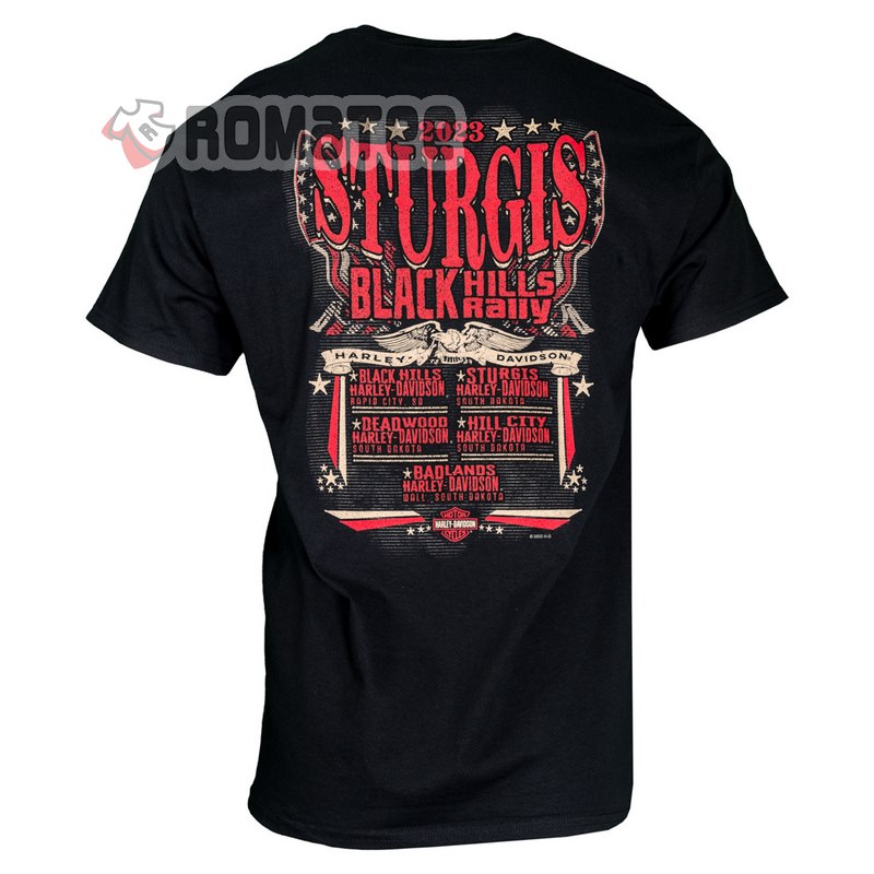 2023 Sturgis Black Hill Rally Harley Davidson Eagle Event 2023 Small Pocket 2D T Shirt Back