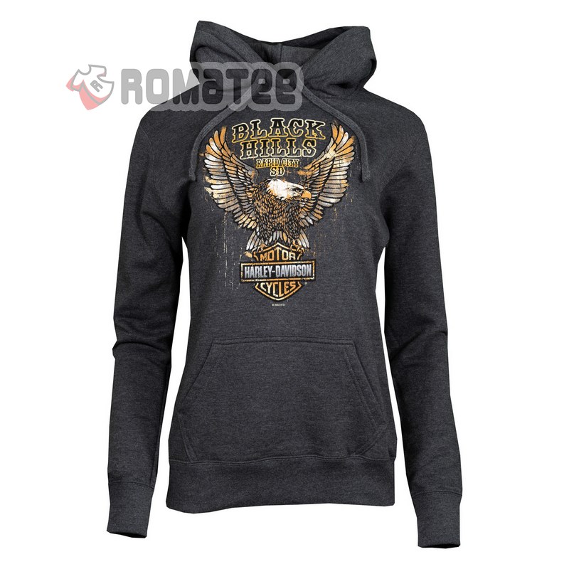 Black Hill Rally Rapid City SD Harley Davidson Eagle Hoodie Front