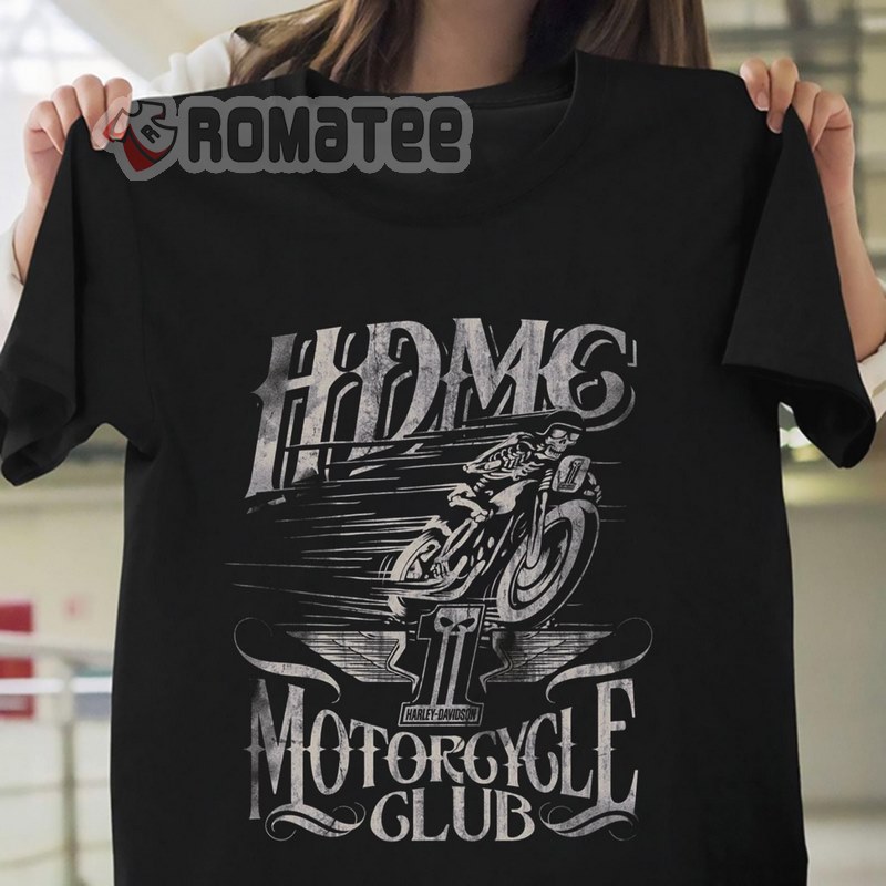 HDMC Motorcycle Skeleton Speed One Motorcycles Club Vintage 2D T Shirt