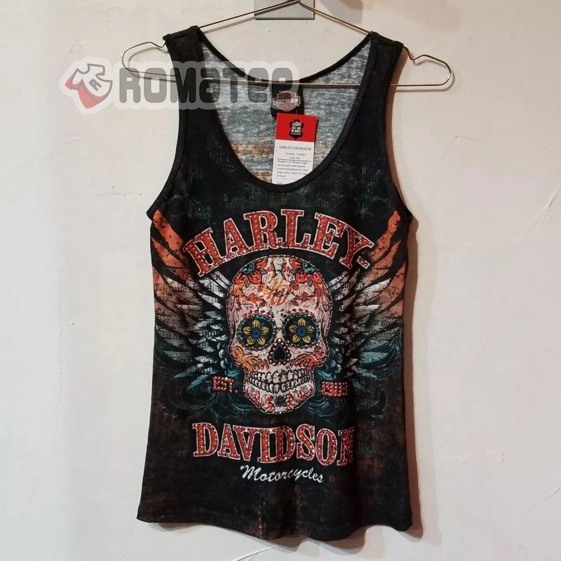 Harley Davidson Motorcycles Classical Pattern Skull 3D All Over Print Tank Top