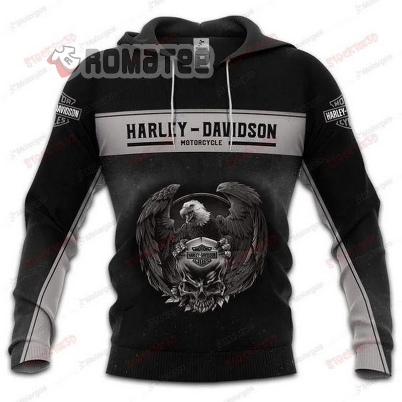 Harley Davidson Motorcycles Eagle Catching Death Skull 3D All Over Print Hoodie
