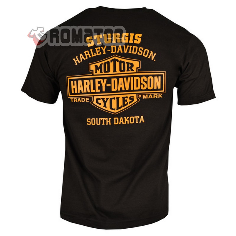 Harley Davidson Motorcycles Skull Man Sturgis South Dakota 2D T Shirt Back