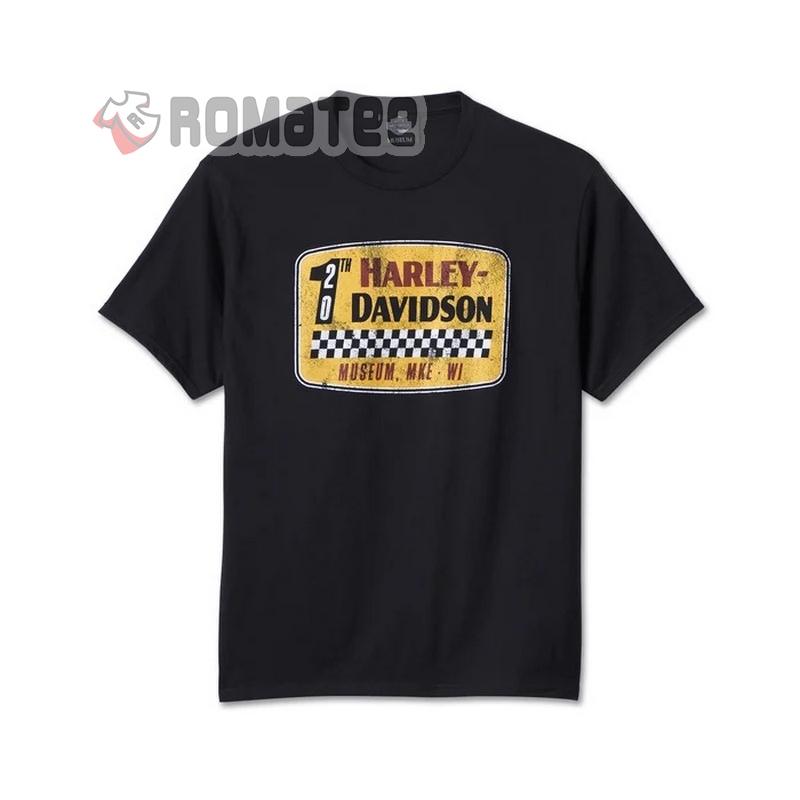 Harley Davidson Museum Milwaukee 120th Anniversary Flag Racing Vintage 2D T Shirt
