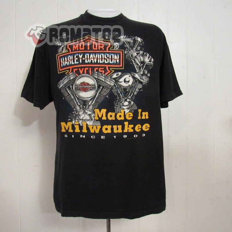 Made In Milwaukee Harley Davidson Motorcycles Engine Since 1903 Vintage 2D T Shirt