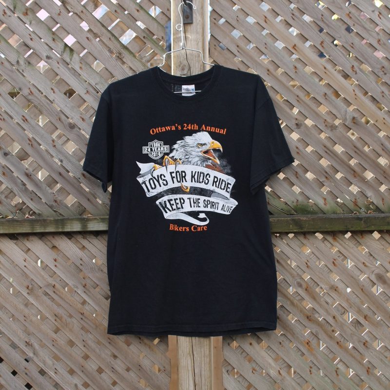 Ottawas 24th Annual Toys For Kids Ride Keep The Spirit Alive Harley Davidson Eagle Bikers Care Vintage T Shirt