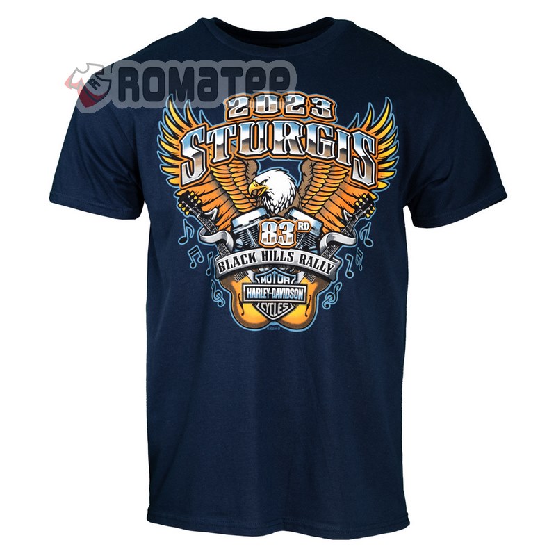 Sturgis Harley Davidson Eagle 2023 Black Hill Rally Sound Navy 2D T Shirt Front