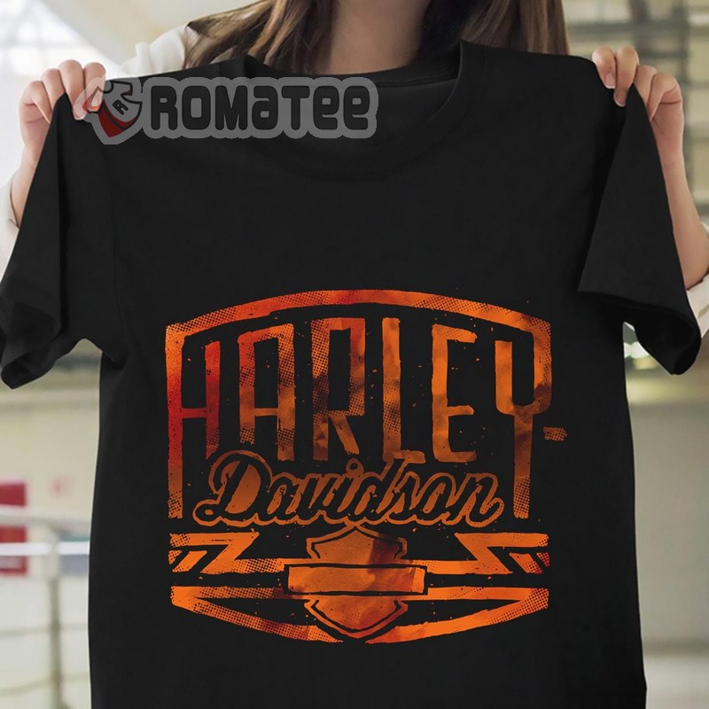Vintage Harley Davidson Motorcycles Simply Style Logo Orange 2D T Shirt