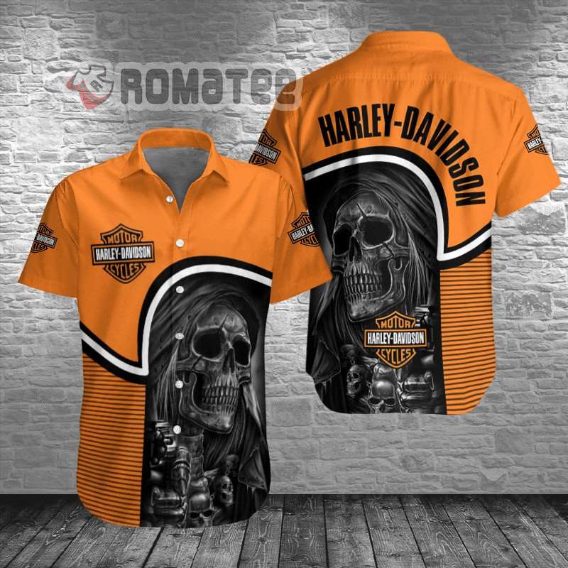 Death Skull Harley Davidson 3D All Over Print Hawaiian Shirt