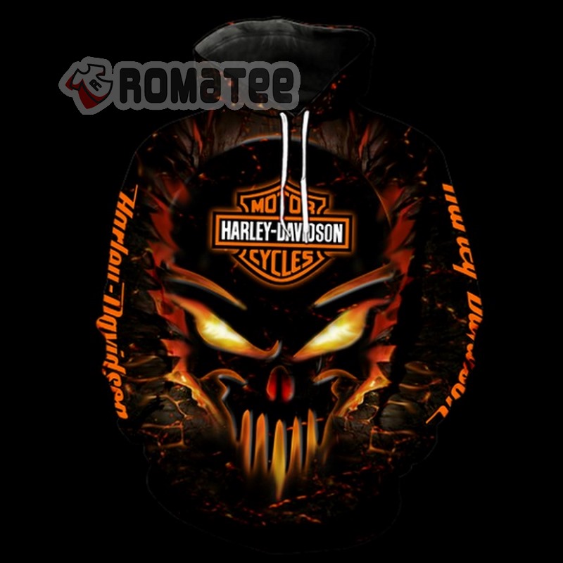 Rock Magma Skull Harley Davidson Motocycles 3D All Over Print Hoodie